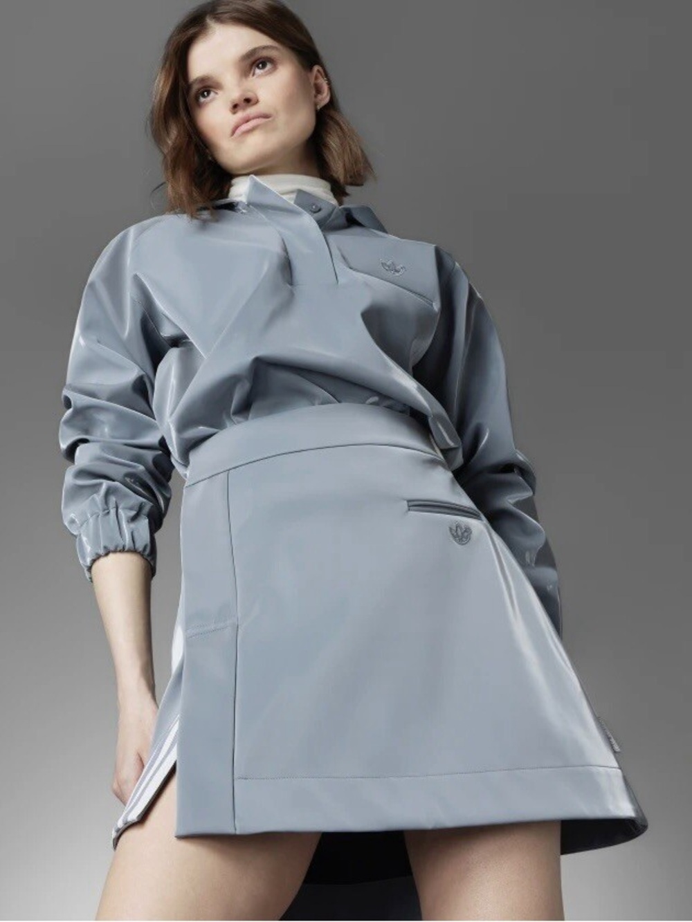 adidas Light Gray Vinyl A-Line Skirt